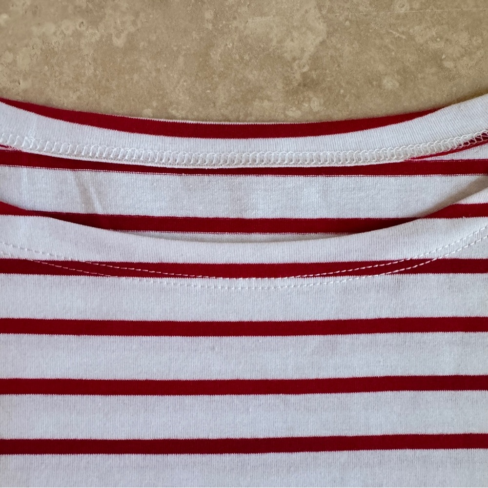 Lily Coco Red White Stripe Boat Neck Long Sleeve Cotton Womens Size L T Shirt - Picture 11 of 14